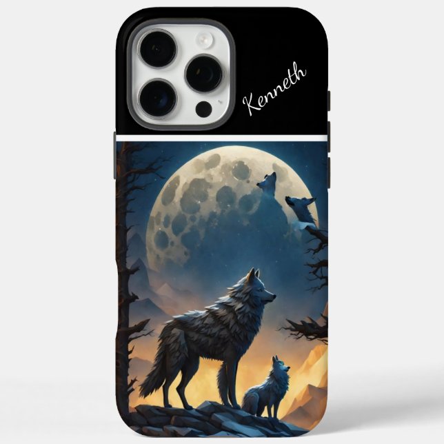Mondbeleuchtete Nacht mit Howling Wolf Case-Mate iPhone Hülle (Rückseite)