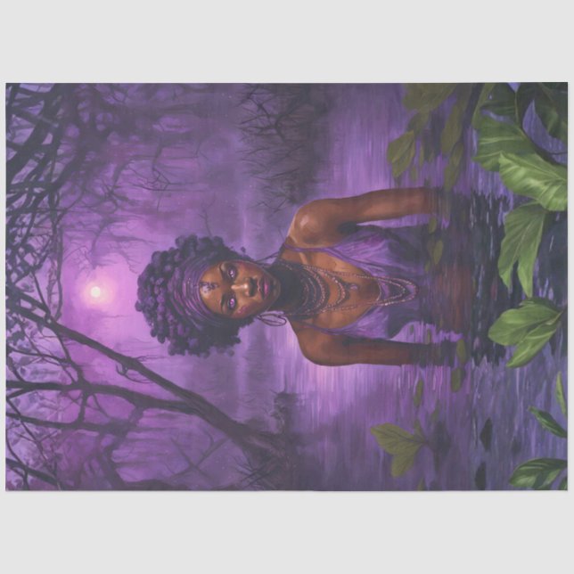 Mondbeschienene Bayou-Voodoo-Hexe – Gothic Decoupa Seidenpapier (Vorderseite)