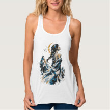 Mondbeschienene Berg-Muse Boho-Kunst-Tanktop für F
