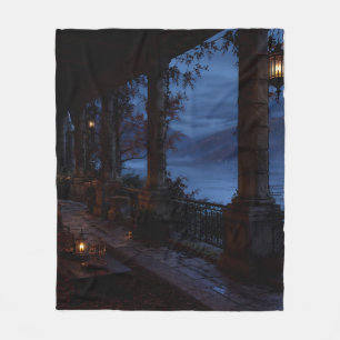 Mondbeschienene Bergterrasse Fleece-Decke Fleecedecke