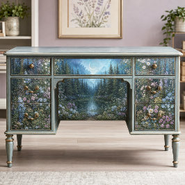 Mondbeschienene Blaugrüne Florale Verzauberte Wald Seidenpapier
