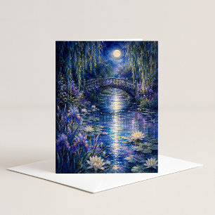 Mondbeschienene Brücke Aquarell-Notizkarte Karte
