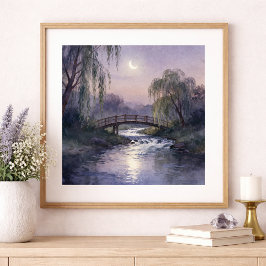 Mondbeschienene Brücke Wandkunst Friedliche Landsc Poster