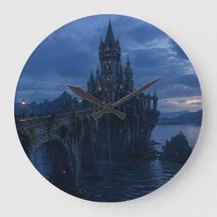 Mondbeschienene Burgbrücke Wanduhr