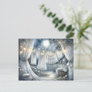 Mondbeschienene Cottagecore-Wäscheleine Postkarte