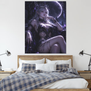 Mondbeschienene Elfenkönigin Dark Fantasy Portrait Leinwanddruck