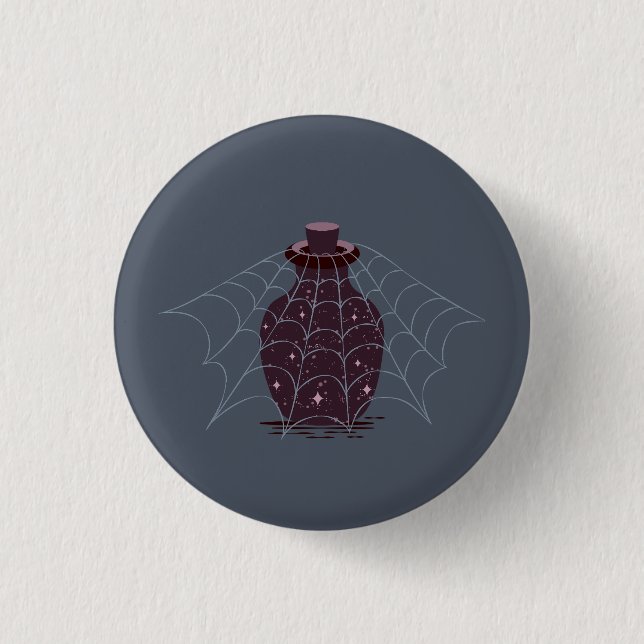 Mondbeschienene Hexen-Halloween-Magie-Flasche Button (Vorderseite)
