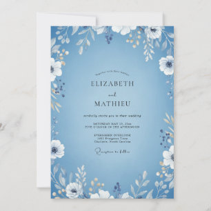 Mondbeschienene Immergrün-Blatt-Hochzeit Einladung