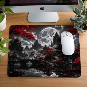 Mondbeschienene japanische Gartenvision Mousepad