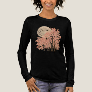 Mondbeschienene Kirschblütenbäume Kunst Langarmshi Tri-Blend Shirt