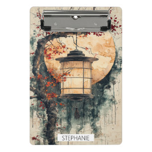 Mondbeschienene Laterne Sumi-E Aquarell (2) Mini Klemmbrett