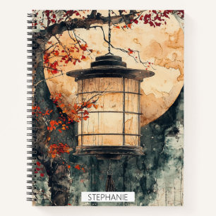 Mondbeschienene Laterne Sumi-E Aquarell (2) Notizbuch