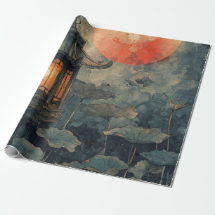 Mondbeschienene Lotus-Laterne Aquarell Geschenkpapier