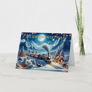 Mondbeschienene magische winterliche Weihnachtszug