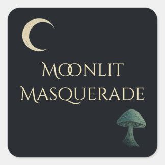 Mondbeschienene Maskerade Eleganter Halloween-Aufk Quadratischer Aufkleber