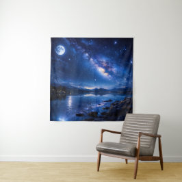 Mondbeschienene Milchstraßenreflexion — Nachthimme Wandteppich
