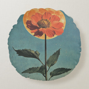 Mondbeschienene Orangenblüte - Vintage Boho Charme Rundes Kissen