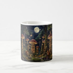 Mondbeschienene Pilzbibliothek Fantasy-Kunst Kaffeetasse