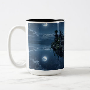 Mondbeschienene schwebende Terrasse Schwarze Tasse