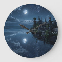 Mondbeschienene schwebende Terrassenwanduhr