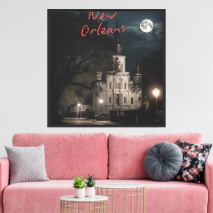 Mondbeschienene St. Louis Kathedrale New Orleans Leinwanddruck