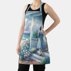 Mondbeschienene Veranda eines Cottage am Meer Schürze