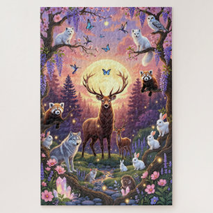 Mondbeschienene verzauberte Wald-Rätsel – Hirsch, Puzzle