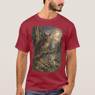 Mondbeschienene Wache – Vintage-Uhu T-Shirt