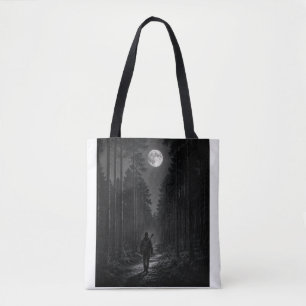 Mondbeschienene Waldwanderer Schwarz-Weiß-Tasche