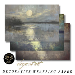 Mondbeschienene Wasserfarbenlandschaft Geschenkpapier Set