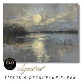 Mondbeschienene Wasserfarbenlandschaft Seidenpapier