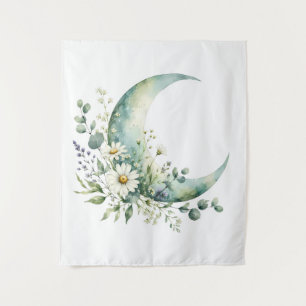 Mondbeschienene Wildblumen-Tapete   Boho-Botanik-W Wandteppich