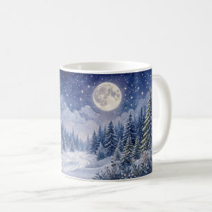 Mondbeschienene Winterlandschaftskunst Kaffeetasse