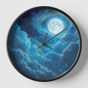 Mondbeschienene Wolken Himmel Wanduhr