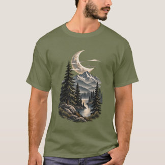 Mondbeschienener Bergsee Outdoor-Abenteuer T-Shirt