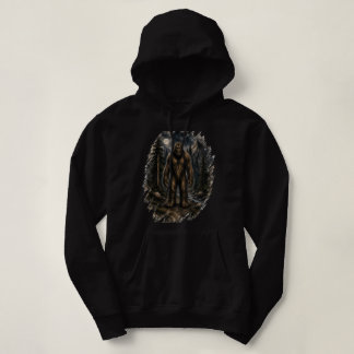 Mondbeschienener Bigfoot Lockere Wasserfarben-Wald Hoodie