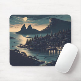 Mondbeschienener Hafen Mousepad