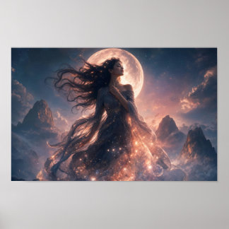 Mondbeschienener himmlischer Traumlandschaft-Kunst Poster