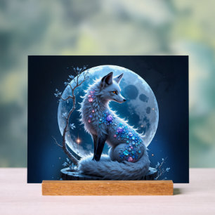 Mondbeschienener Kristallfuchs – Wächter der still Acrylschild