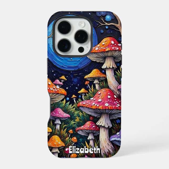 Mondbeschienener Pilzhain iPhone Hülle (Rückseite)