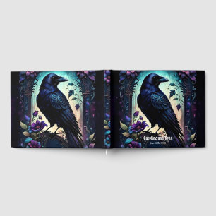 Mondbeschienener Rabe Gothic Floral Hochzeitssu Gästebuch