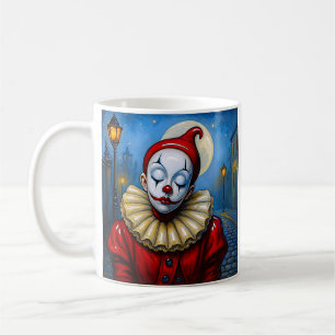 Mondbeschienener roter Clown Kaffeetasse