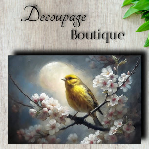 Mondbeschienener Singvogel-Dekoupage Seidenpapier