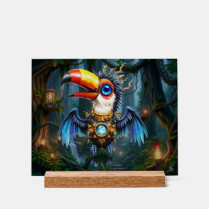 Mondbeschienener Steampunk-Tukan. Acrylschild