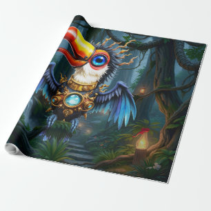 Mondbeschienener Steampunk-Tukan. Geschenkpapier