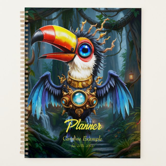 Mondbeschienener Steampunk-Tukan.  Planer (Vorderseite)