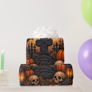 Mondbeschienener verlassener Friedhof Gothic Hallo Geschenkpapier