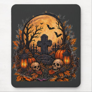 Mondbeschienener verlassener Friedhof Gothic Hallo Mousepad