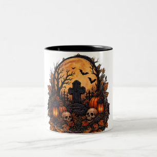 Mondbeschienener verlassener Friedhof Gothic Hallo Zweifarbige Tasse