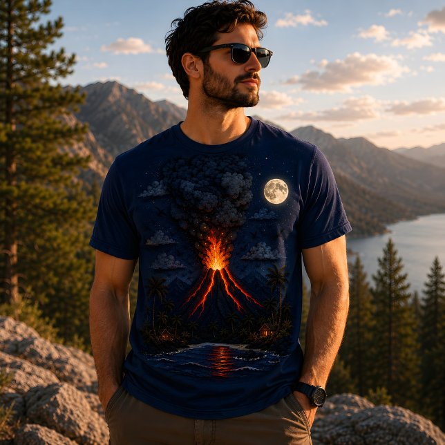 Mondbeschienener Vulkan T-Shirt (Von Creator hochgeladen)